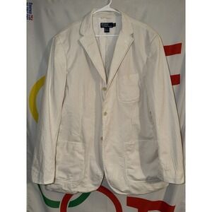 Vintage Polo Ralph Lauren Seersucker Blazer Sport Coat XL Tan Striped